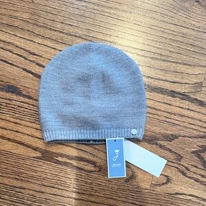 Jacadi Light Gray Knit Baby Beanie with Logo Button